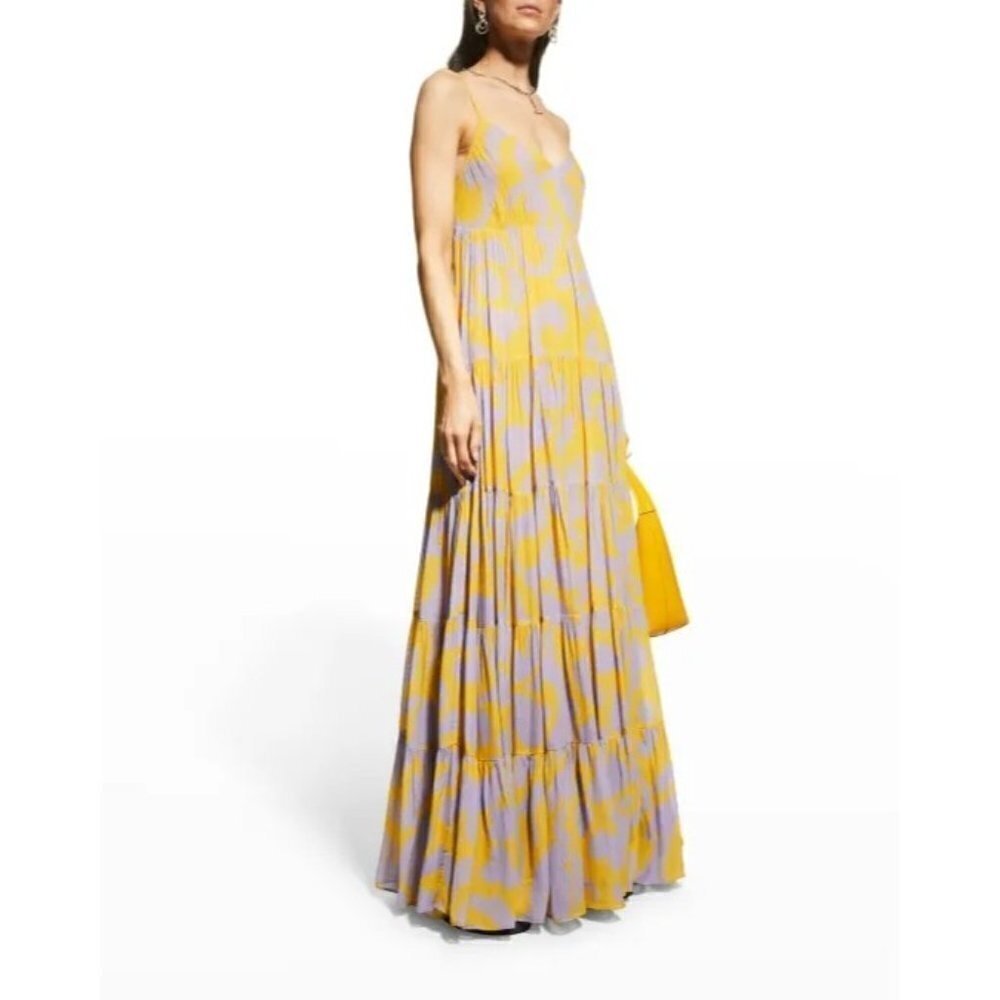 Rhode Josephine Tiered Spaghetti-Strap Maxi Dress in Yellow Womens Long